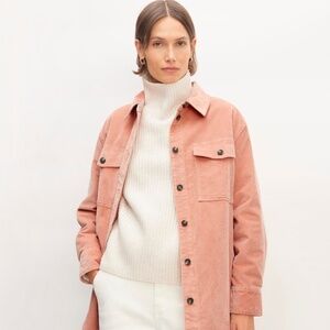 NWT Everlane 'The Corduroy Oversized Shirt Jacket' - 'blush pink' XS